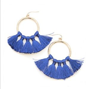 Hoop Tassel Earrings - Cobalt